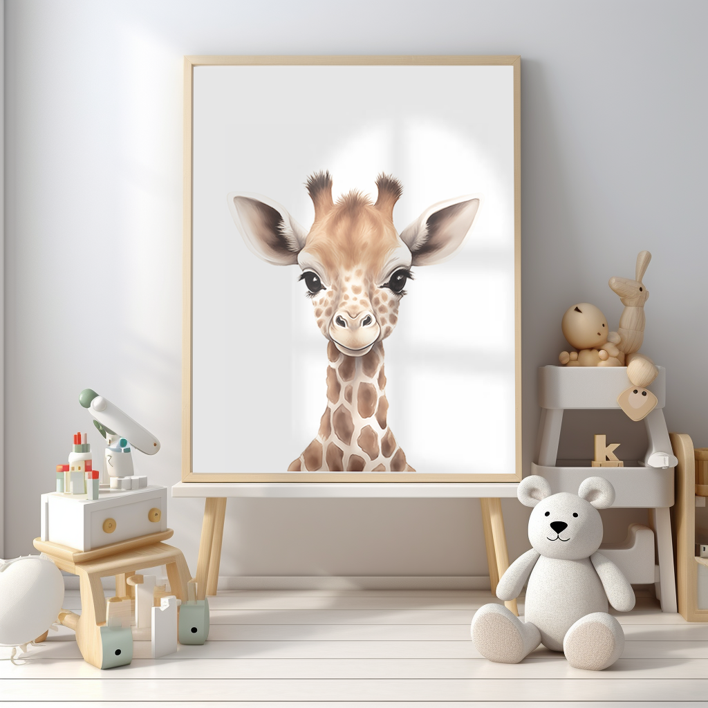 Safari giraffe Animals Nursery Decor Set Wall art Picture prints