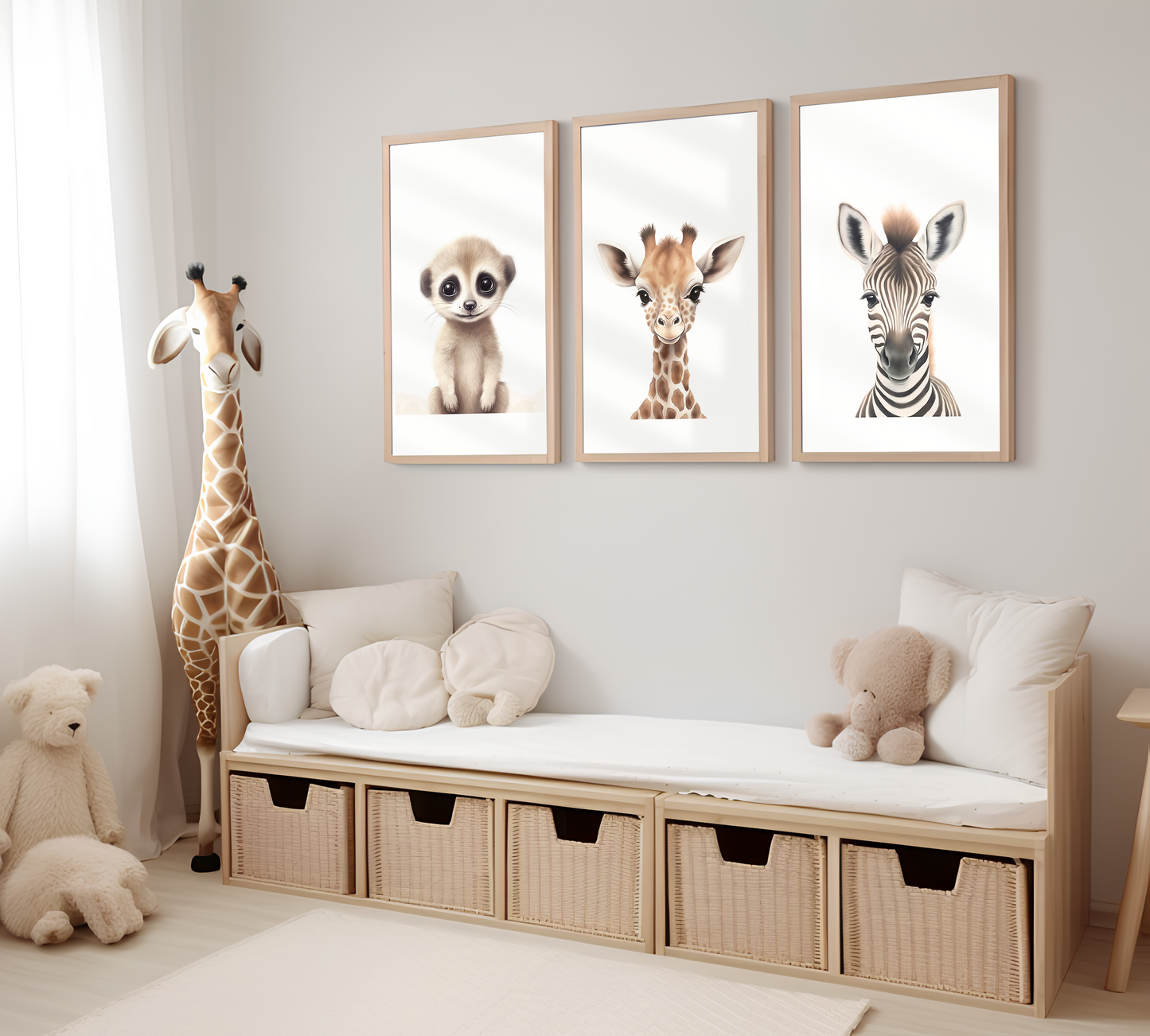 Safari Animals Nursery Decor Set Wall art Picture prints