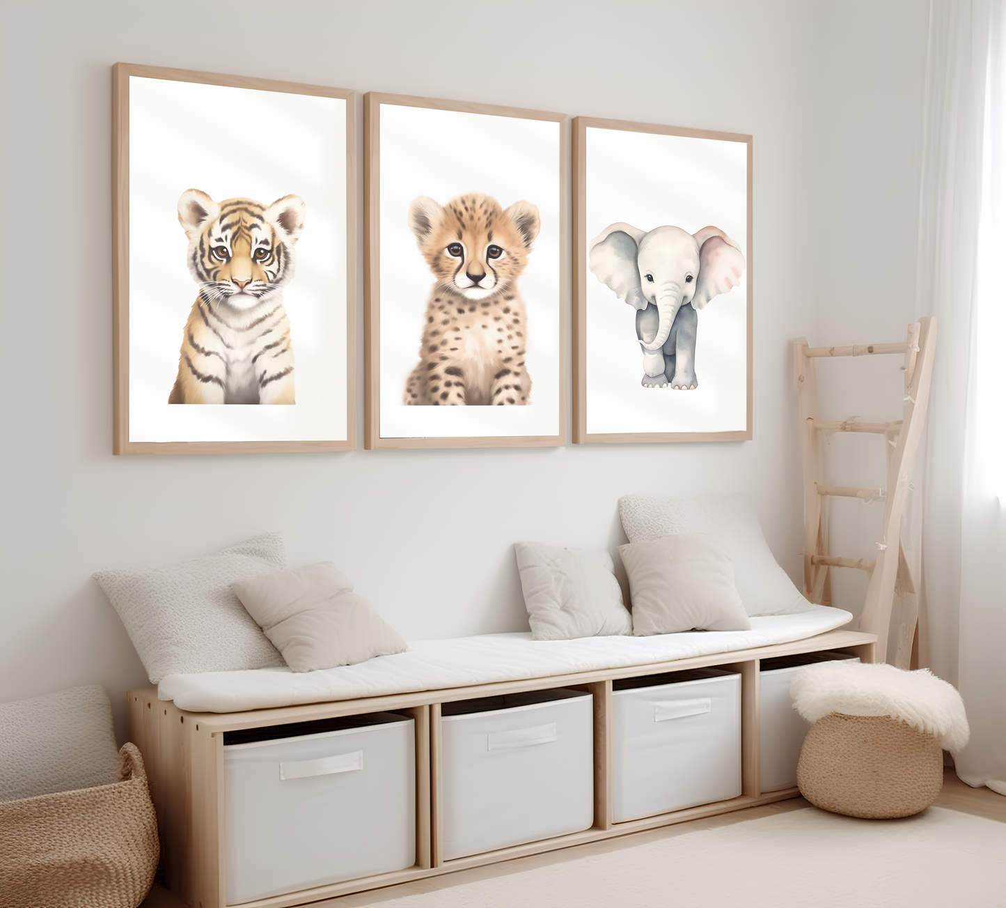 Safari Animals Nursery Decor Set Wall art Picture prints