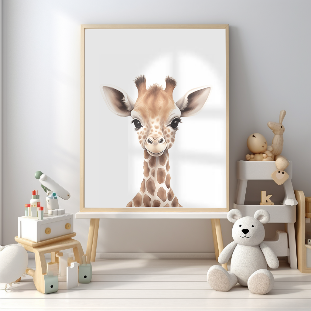 Safari  giraffe Animals Nursery Decor Set Wall art Picture prints