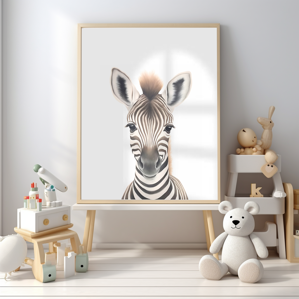 Safari zebra Animals Nursery Decor Set Wall art Picture prints