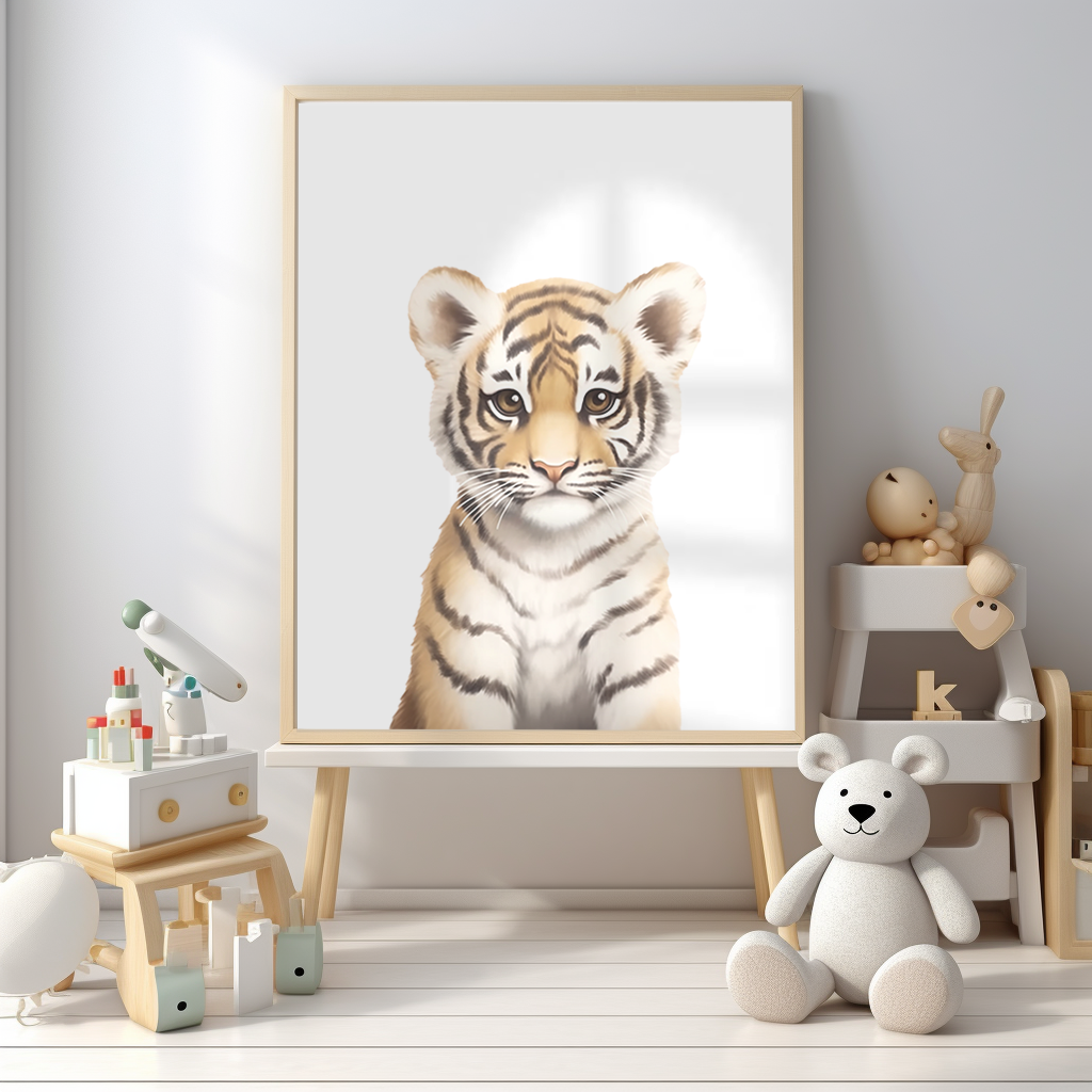 Safari Animals tiger Nursery Decor Set Wall art Picture prints