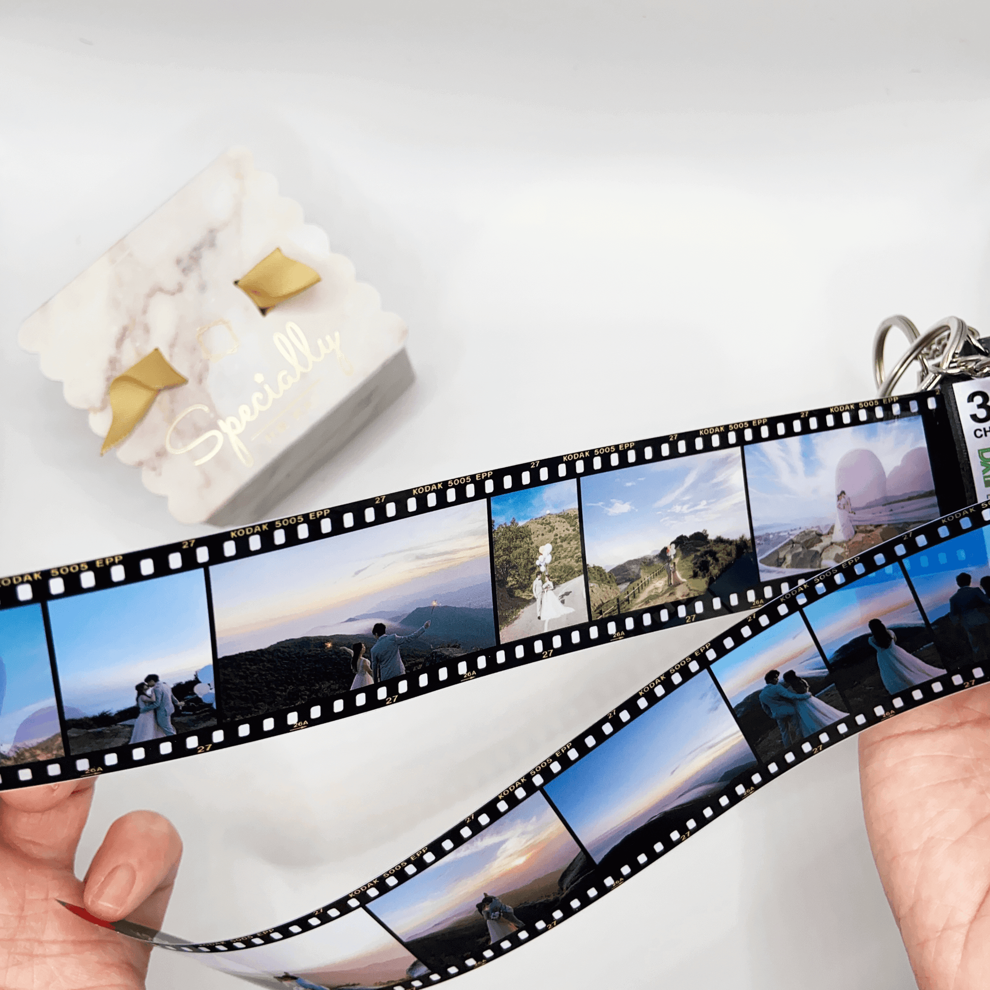 Personalized Photo gifts - film roll keychain, Baby Footprint